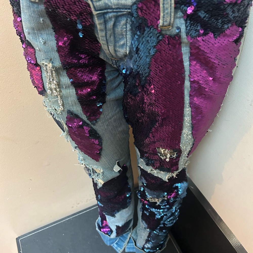 Sequin Patchwork Jeans - image 2